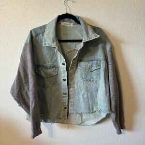 Storets denim jacket with knit sleeves
